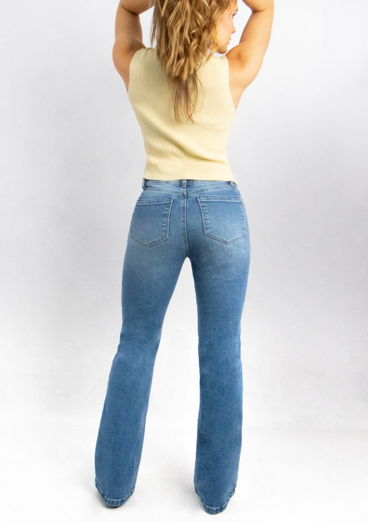 Joy Staz Colombian Jeans Bota Recta Azul Medio Tiro Alto Levanta Cola 116009 Jeans Colombianos