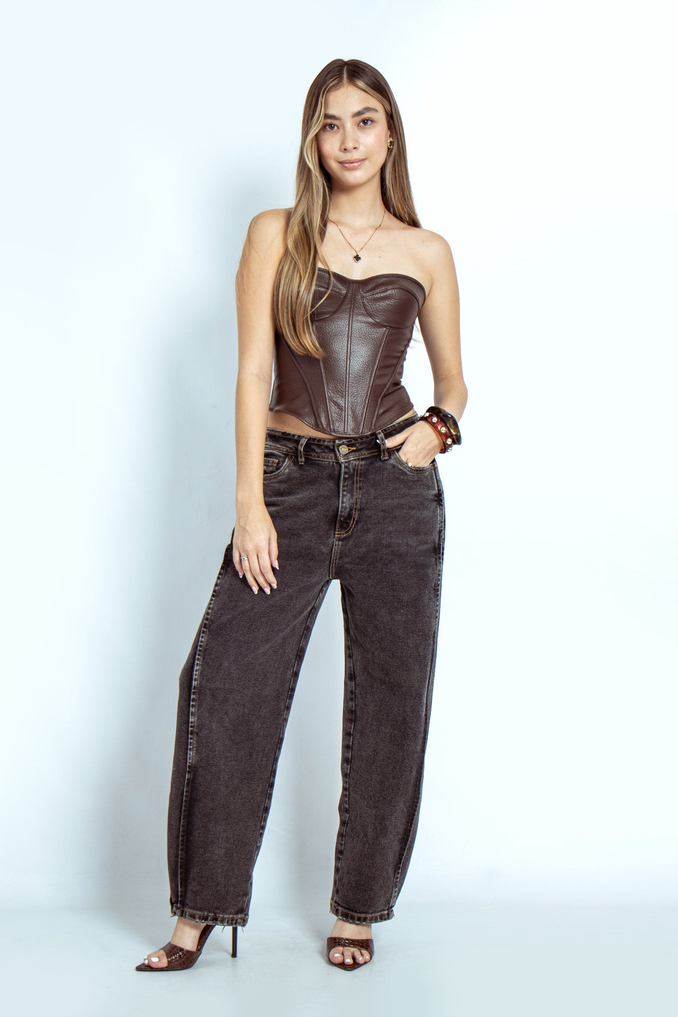 Joy Staz Colombian Jeans Pantalon Corte Barrel Tiro Alto 716016 Jeans Colombianos