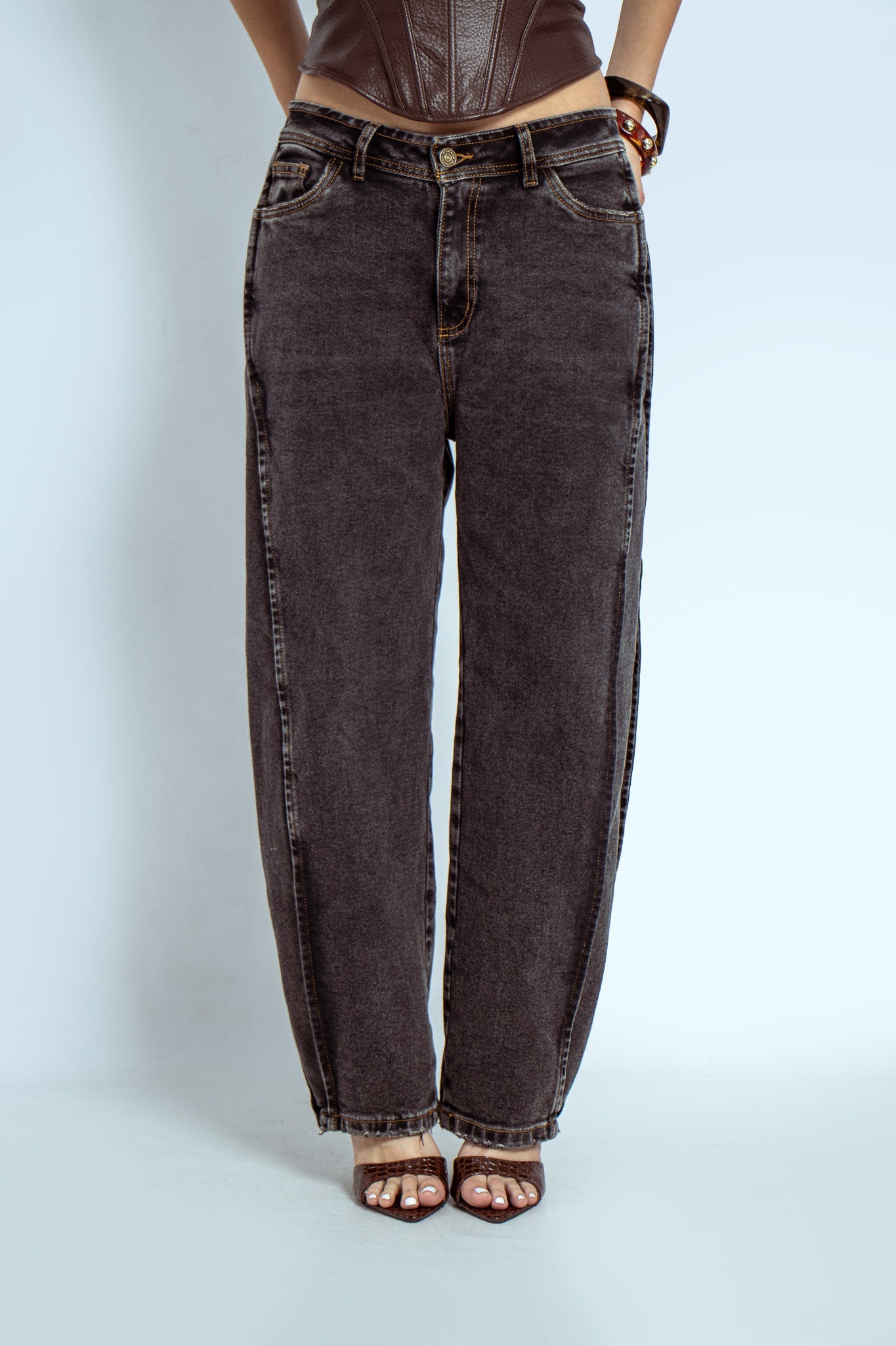 Joy Staz Colombian Jeans Pantalon Corte Barrel Tiro Alto 716016 Jeans Colombianos