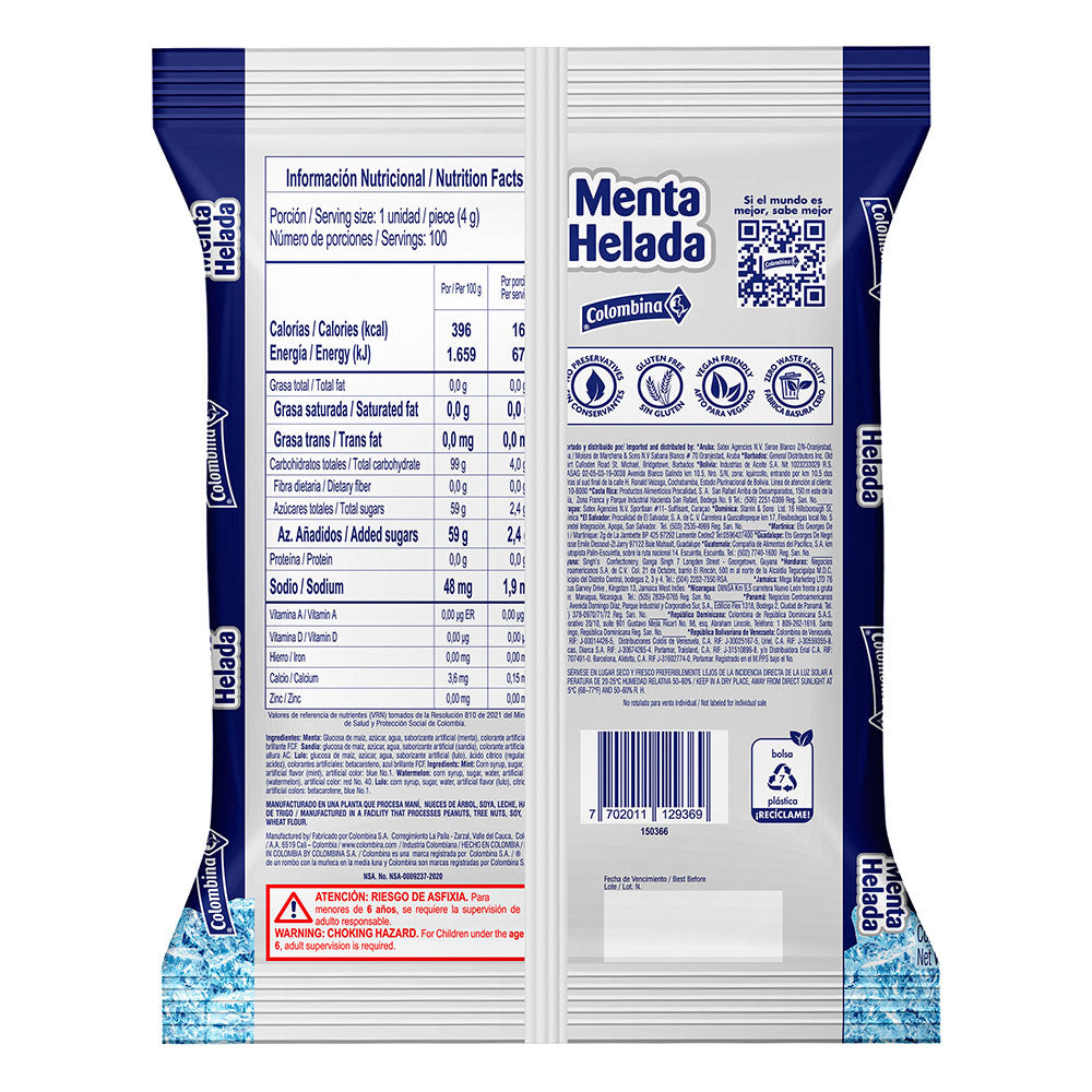 MENTA HELADA Colombina sabores surtidos x 100un - 400gr