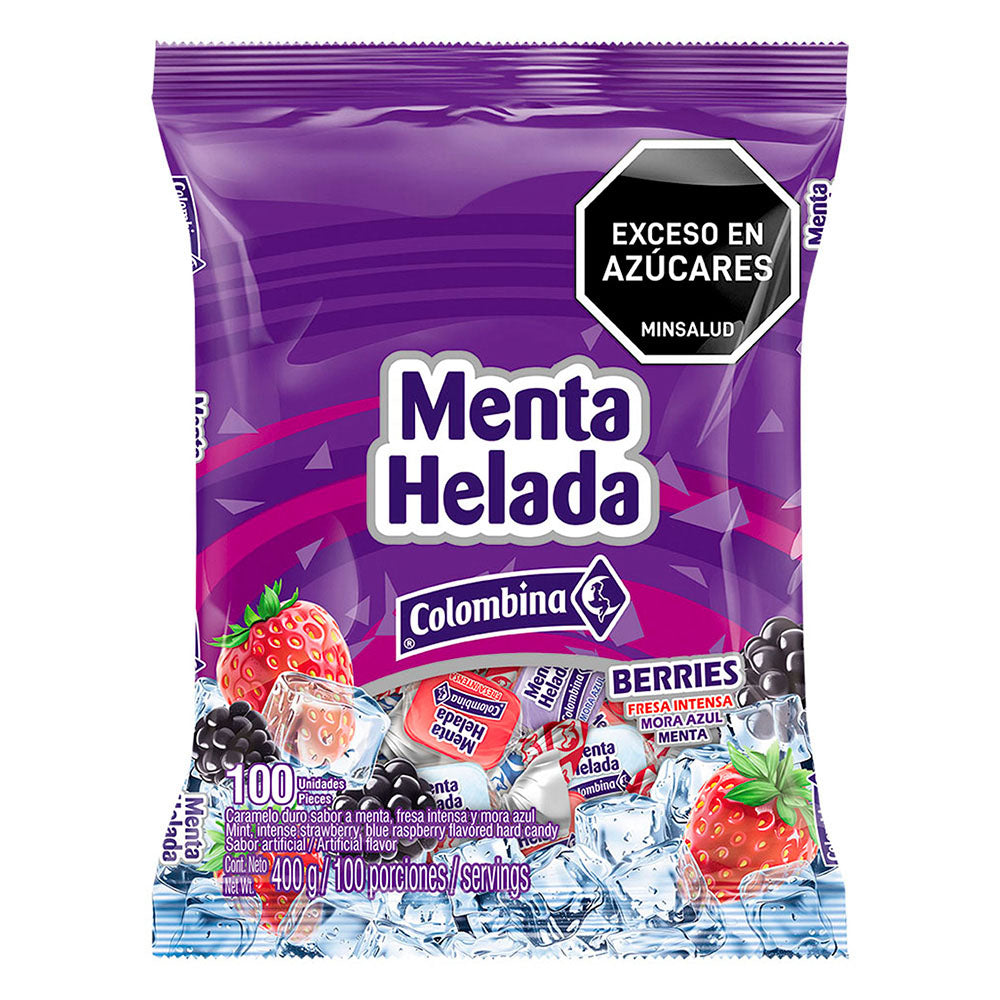 Menta Helada berries Colombina, fresa intensa y mora azul x 100 unid - 400g