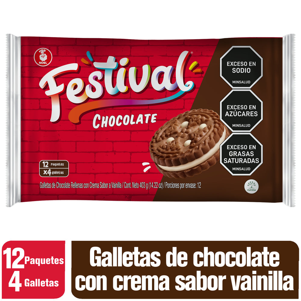 GALLETA FESTIVAL CHOCOLATE 12 UNIDADES 403G