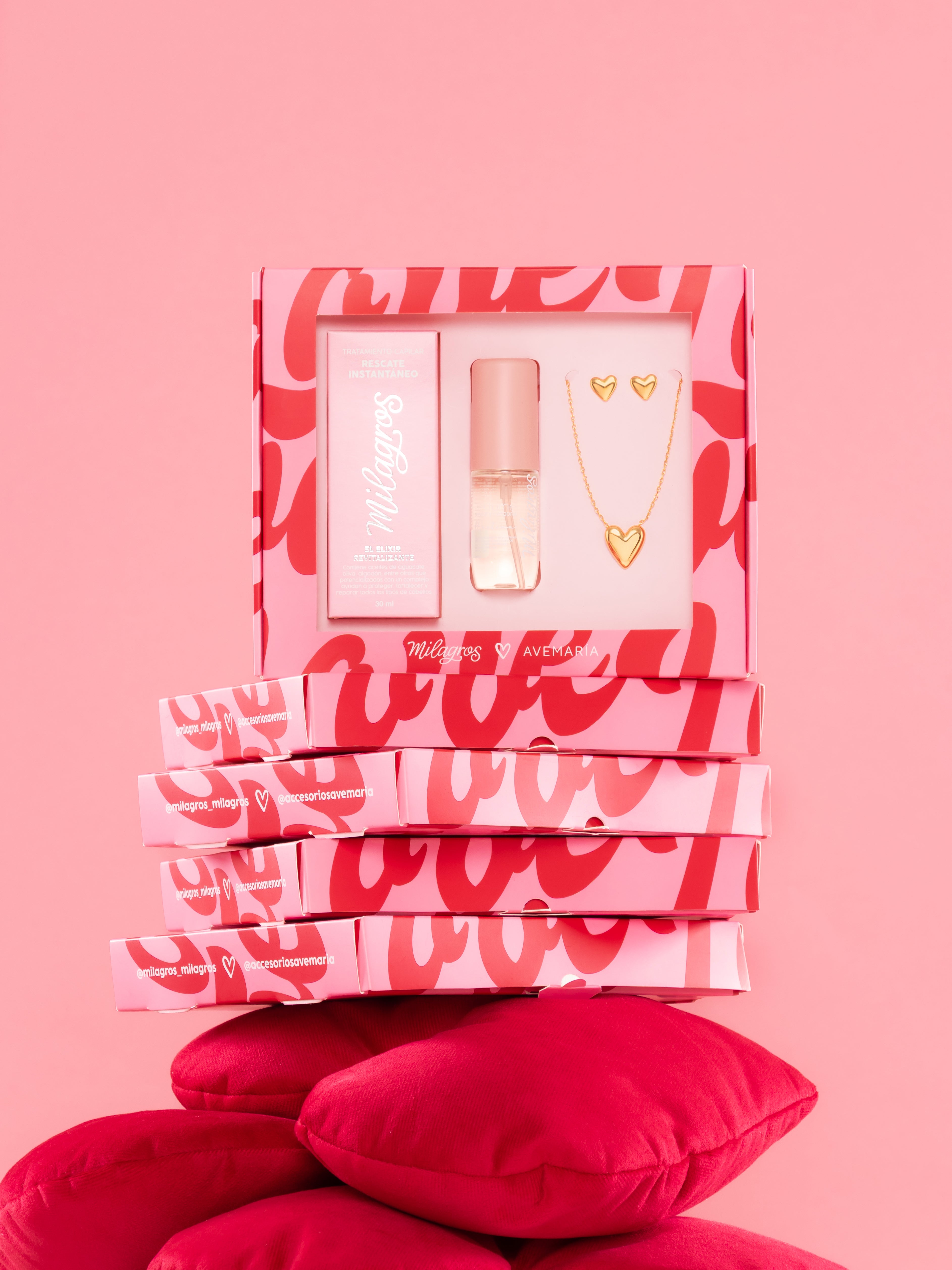 Kit Milagros x Avemaria - Rescate instantaneo, Mini perfume Martina, Set de Collar y Aretes (3 pack)