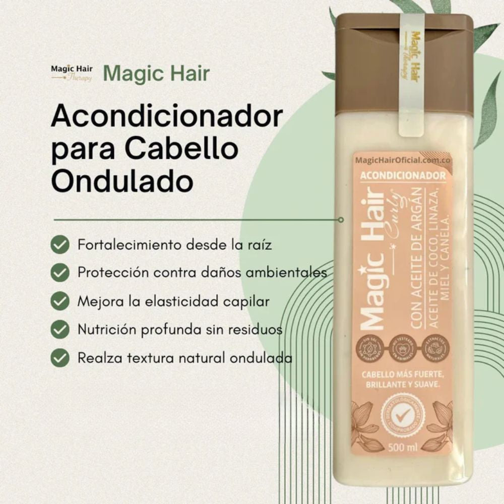 Magic Hair Kit Para Cabellos Rizos y Ondulados - Mascarilla 4 en 1, Shampoo con Canela y Acondicionador con Canela (3 pack)