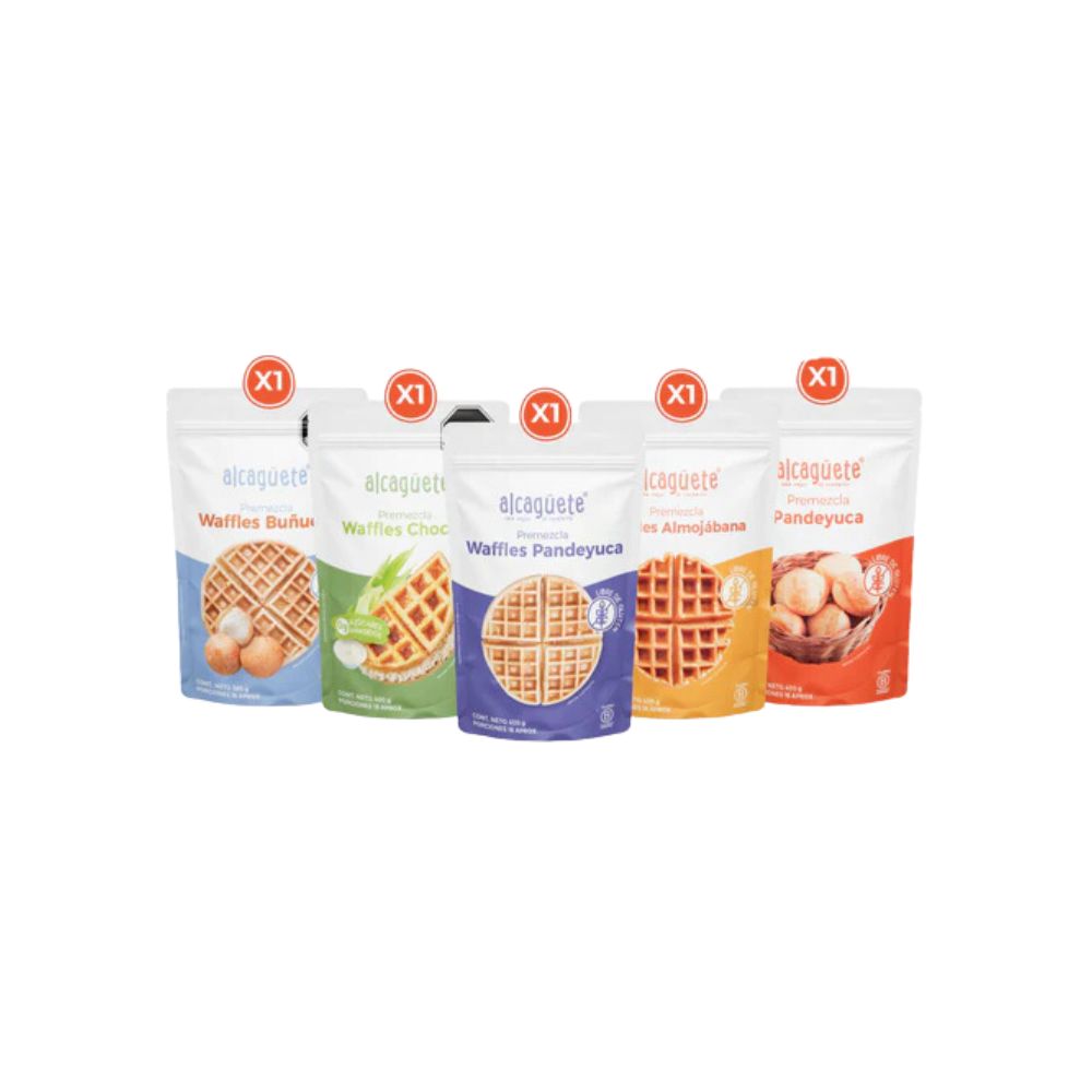 Waffles Alcaguete de Bunuelo, Choclo, Pandeyuca, Almojabana, y Premezcla Pandeyuca (5 pack) Food