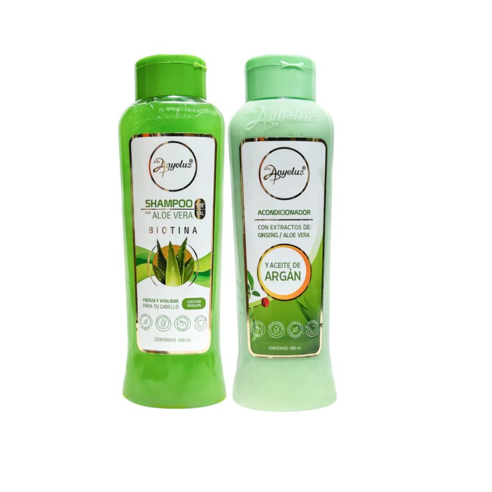 Anyeluz Shampoo de Aloe vera y Anyeluz Acondicionador de aloe vera con aceite de Argan (2 pack)