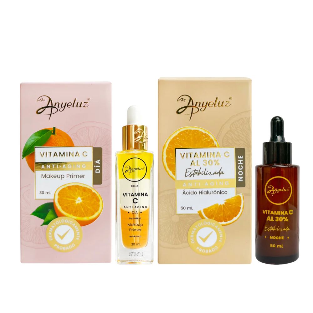 Anyeluz Vitamin C Day Anti Aging and Anyeluz Vitamin C Night improves collagen (2 pack) 