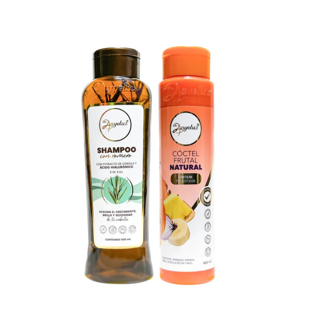Anyeluz Shampoo de romero y Anyeluz coctel de frutas naturales (2 pack)