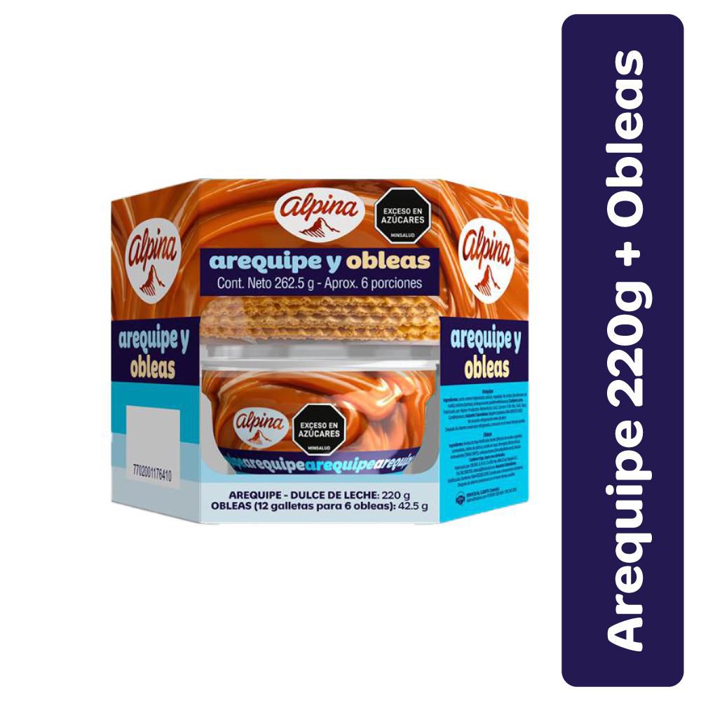 ALPINA Arequipe dulce leche x 220g + obleas 42.5g (2 pack - 262.5 gr)