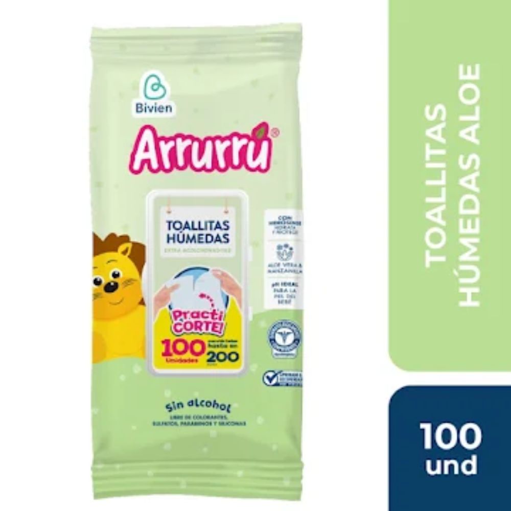 Arruru Toallitas Humedas Aloe Vera y Manzanilla x 100 Und