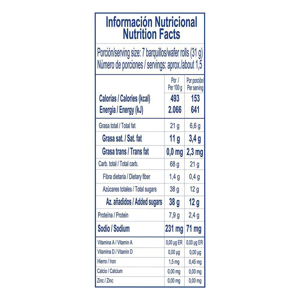 PIAZZA Barquillo con crema de Arequipe x 10unid (45 gr)