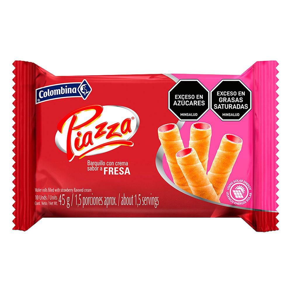 PIAZZA Barquillo con crema de Fresa x 10unid (45 gr)