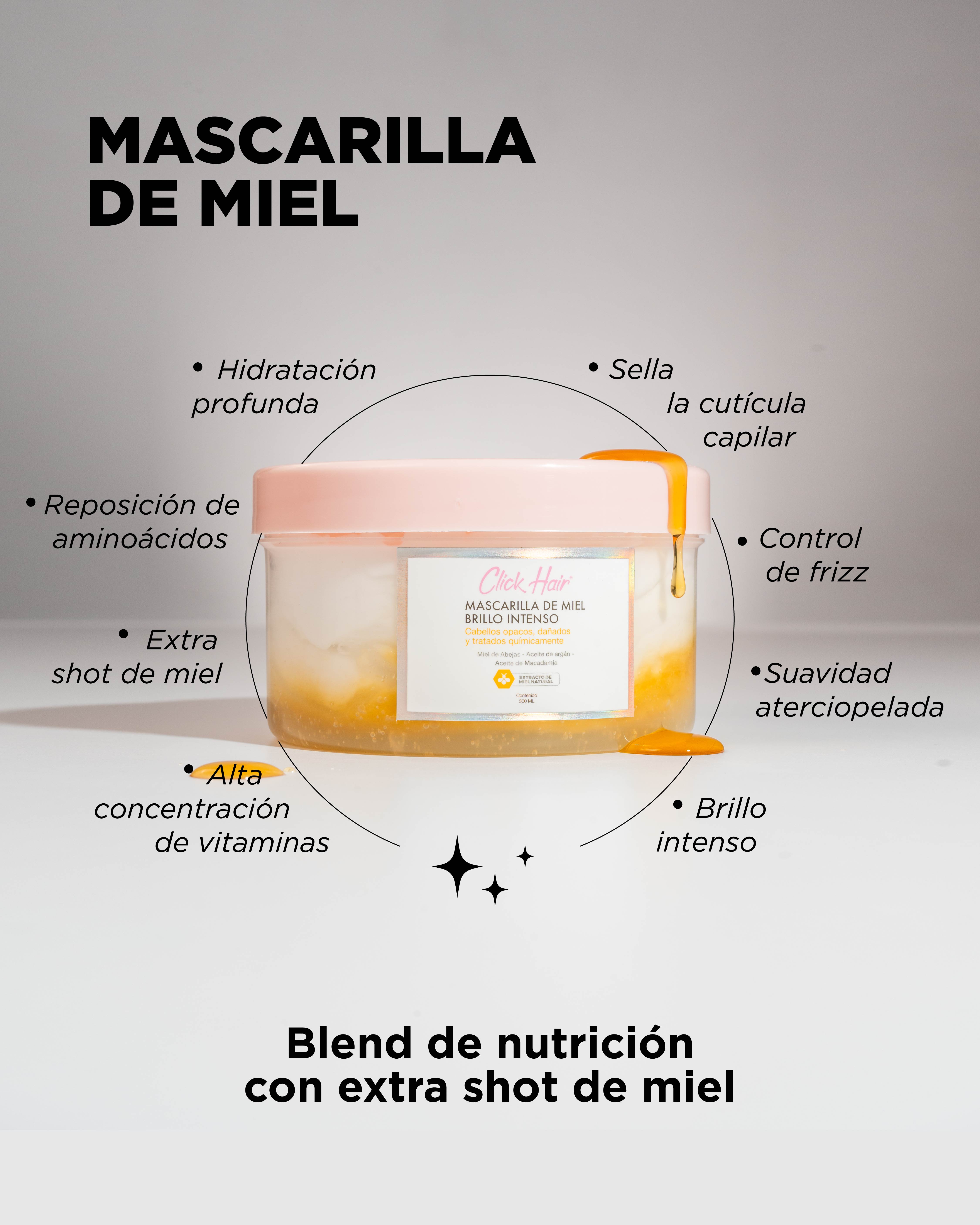 CLICK HAIR MASCARILLA DE MIEL BRILLO INTENSO
