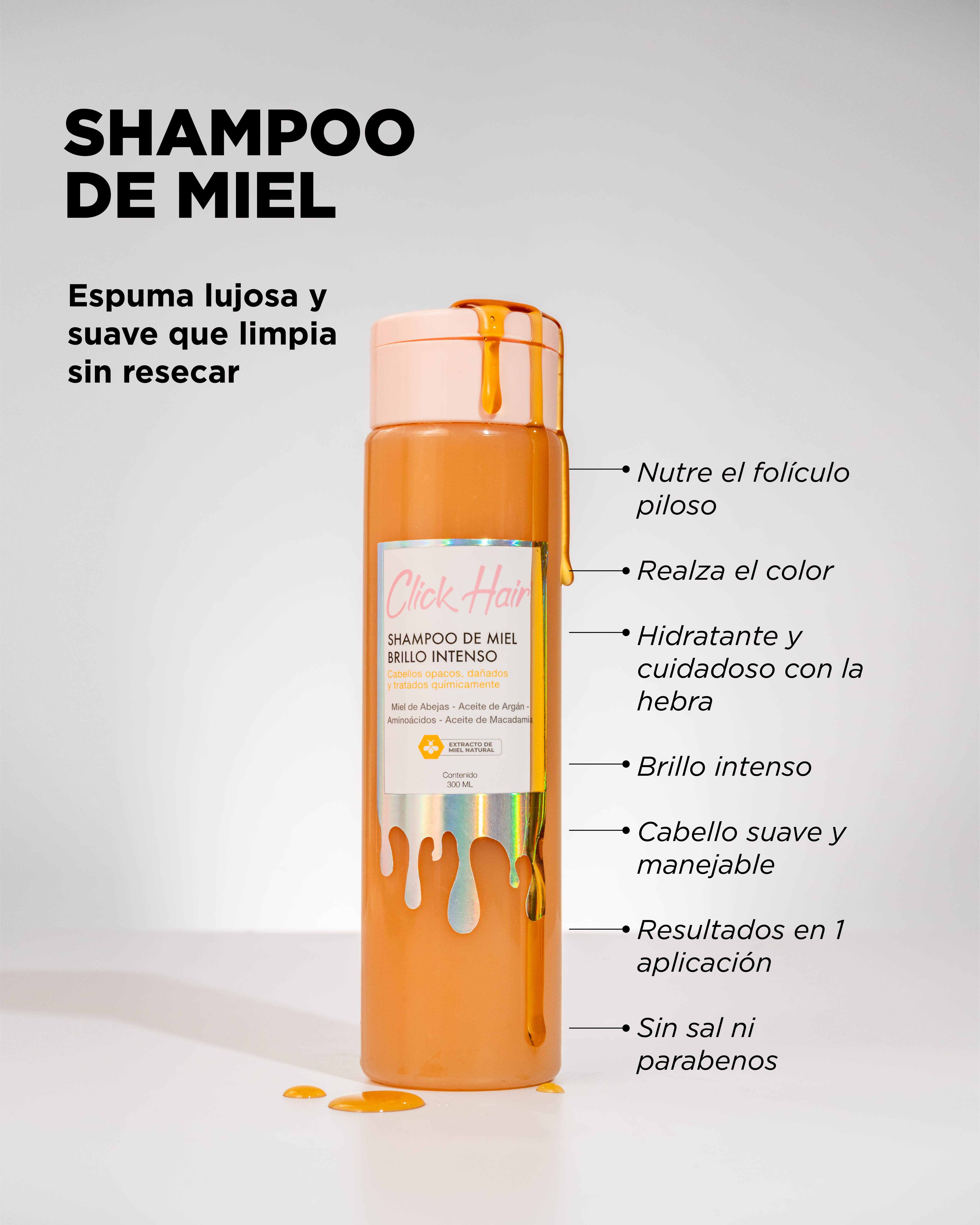 CLICK HAIR SHAMPOO DE MIEL BRILLO INTENTO