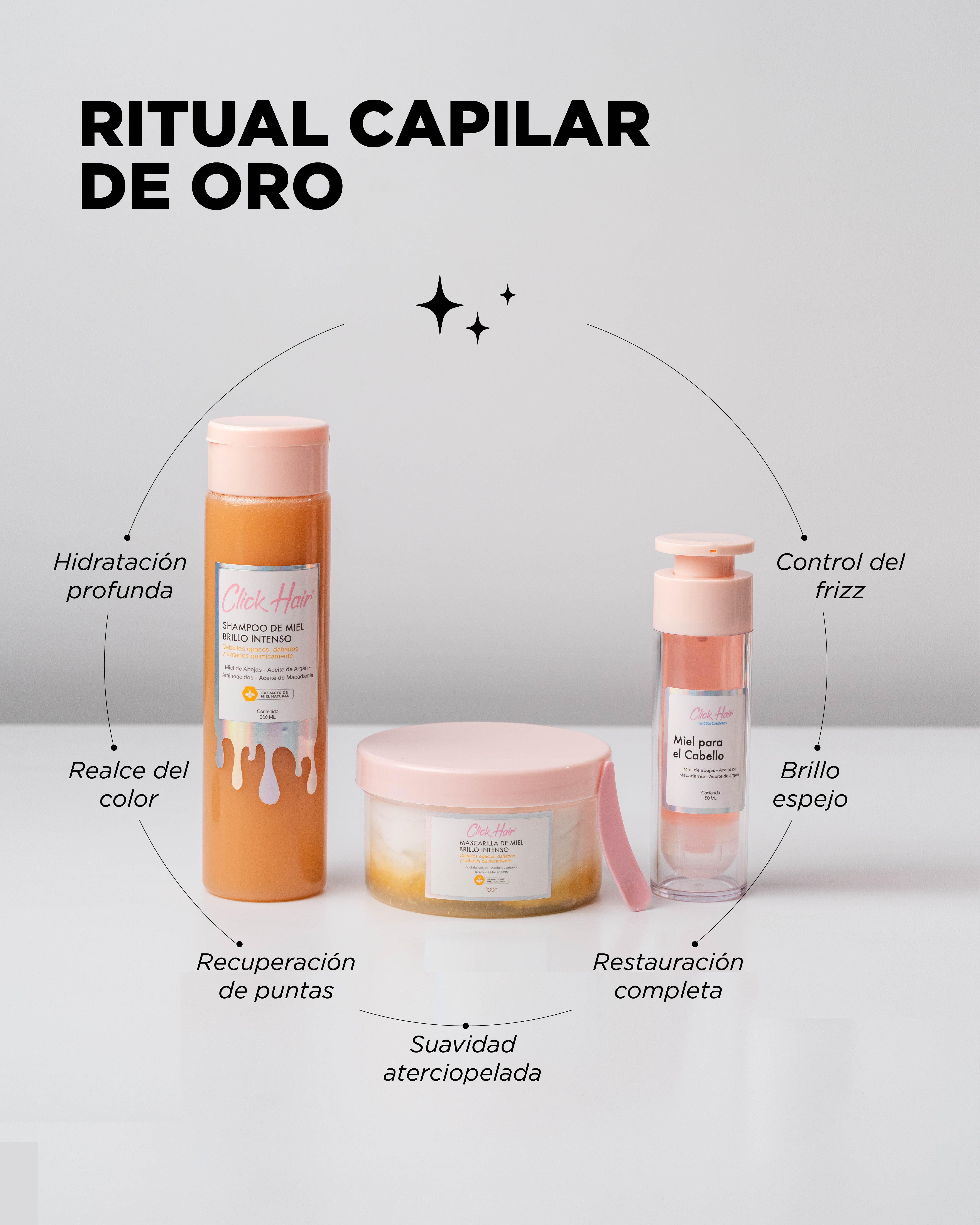 CLICK HAIR SHAMPOO DE MIEL, MASCARILLA DE MIEL Y MIEL PARA EL CABELLO (3 PACK)