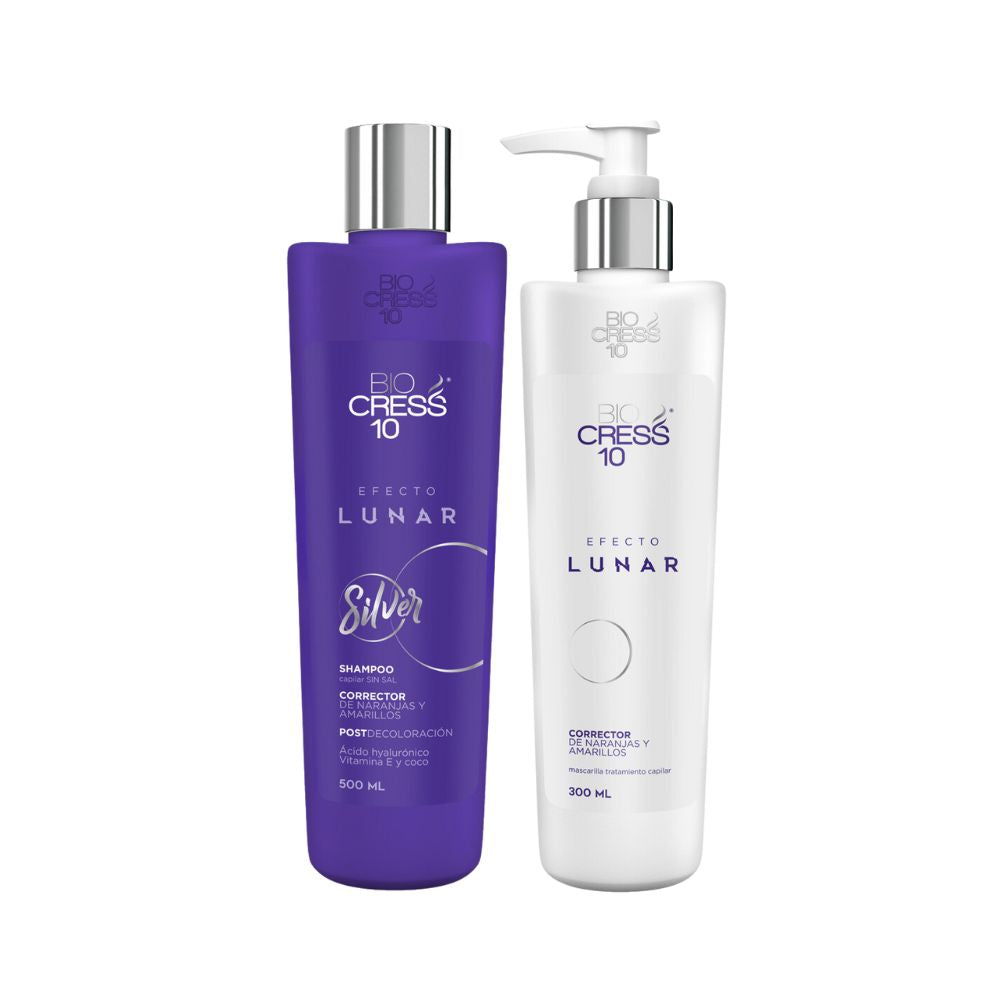Biocress 10 Lunar Effect Silver Shampoo 500mL and Lunar Effect Hair Mask 300mL (2 Pack)