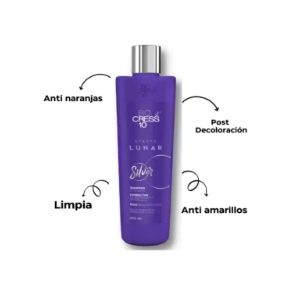 Biocress 10 Shampoo Silver Efecto Lunar 500mL