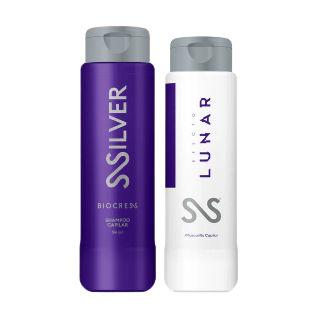 Biocress 10 Shampoo Silver Efecto Lunar 500mL y Mascarilla capilar Efecto Lunar 300mL (2 Pack)