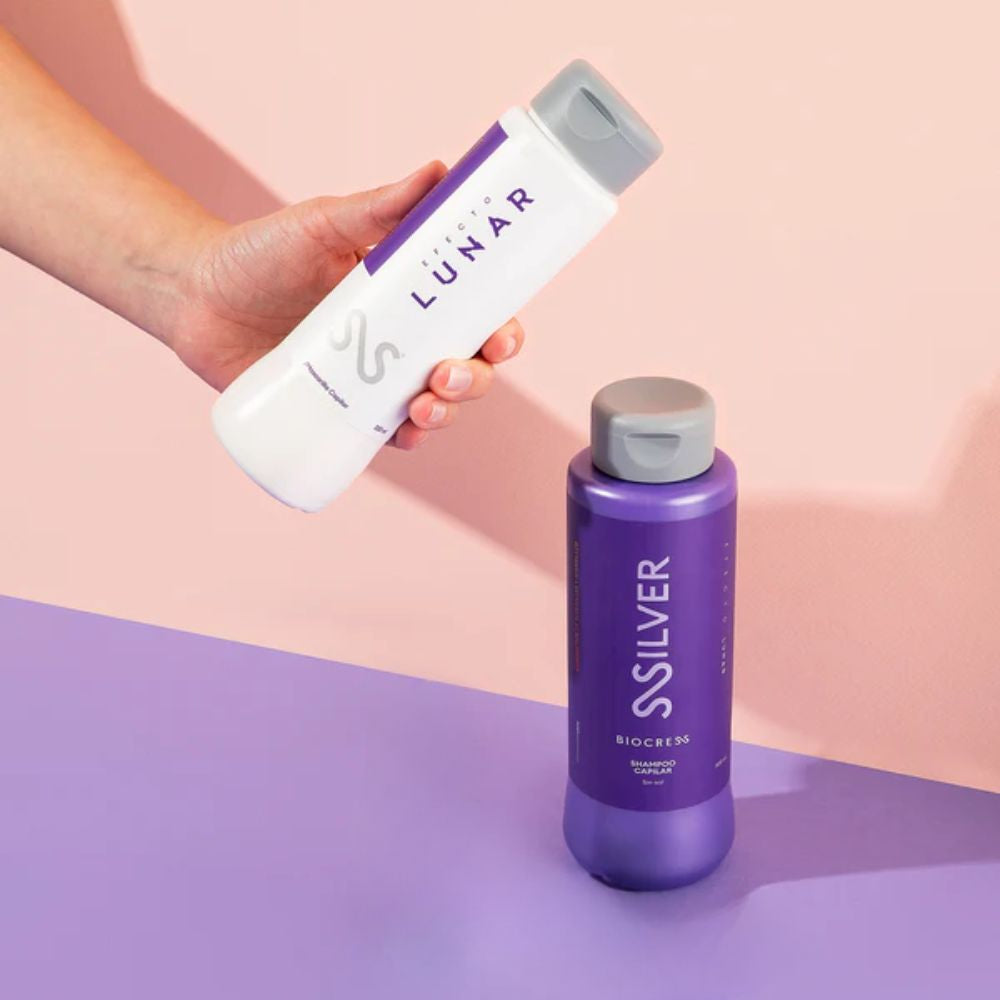 Biocress 10 Shampoo Silver Efecto Lunar 500mL y Mascarilla capilar Efecto Lunar 300mL (2 Pack)