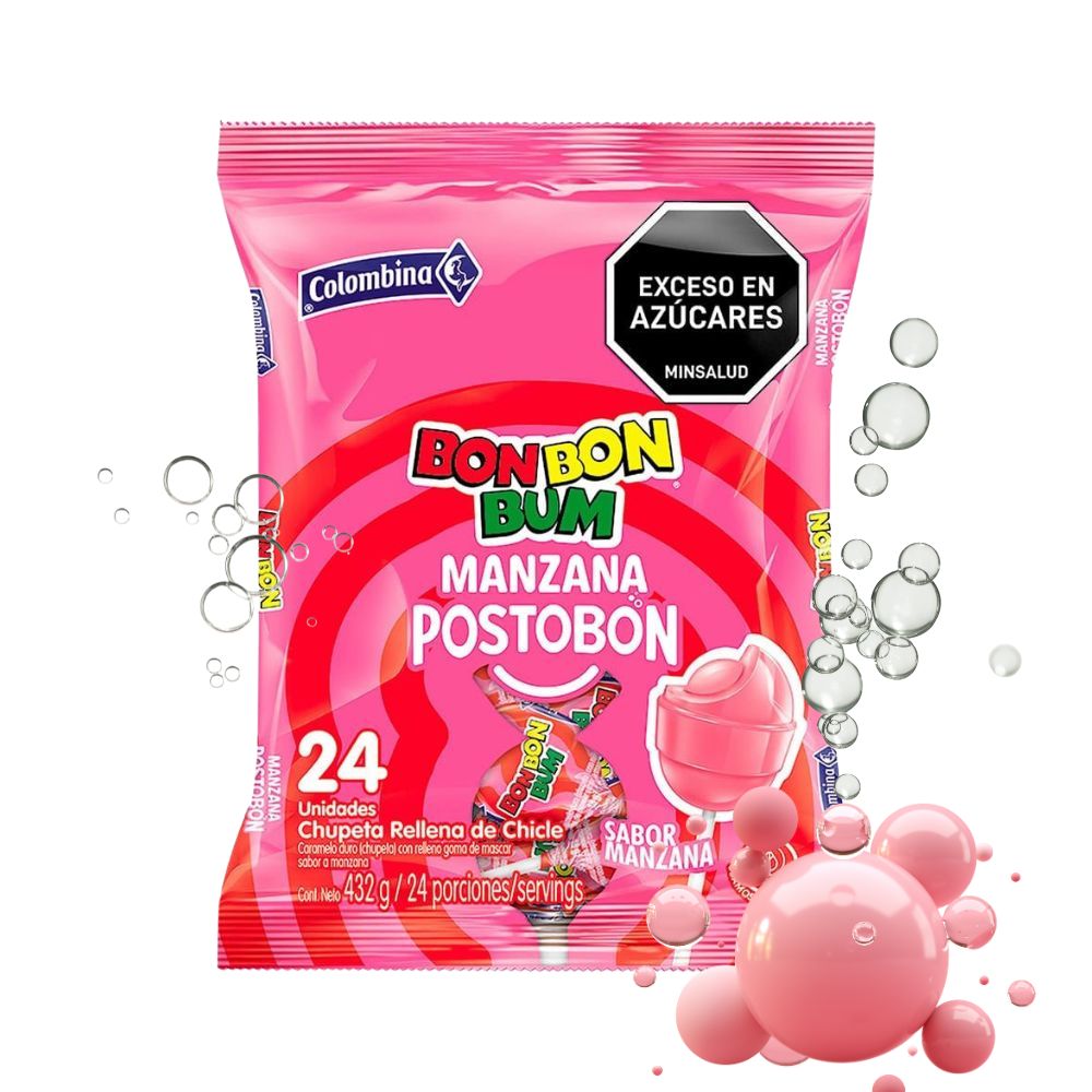 BonBonBum Manzana Postobon x 24unid - 432g Snack