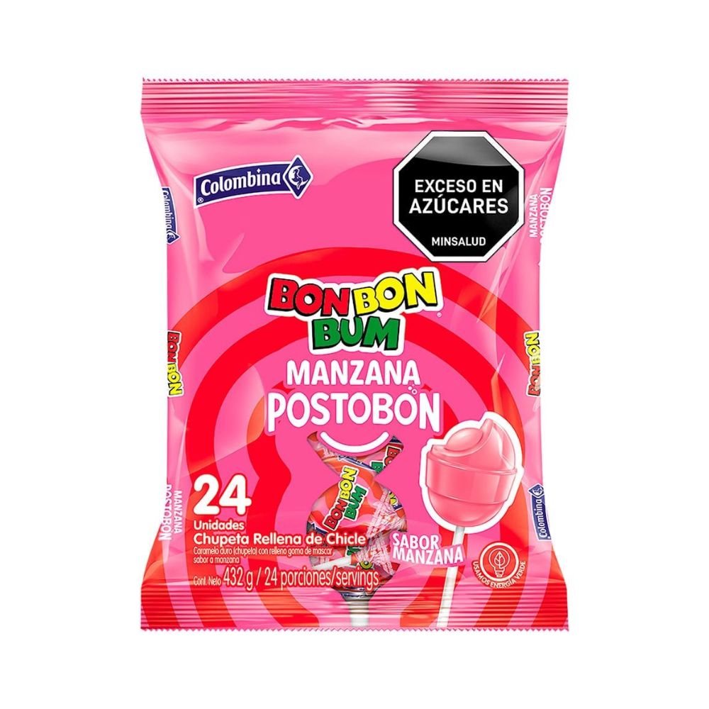 BonBonBum Manzana Postobon x 24unid - 432g Snack