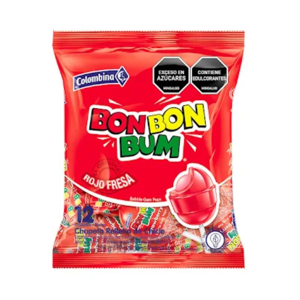 BonBonBum Rojo Fresa Chupeta 228 gr x12 Und