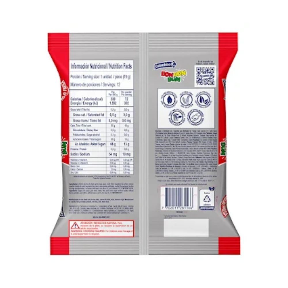 BonBonBum Rojo Fresa Chupeta 228 gr x12 Und