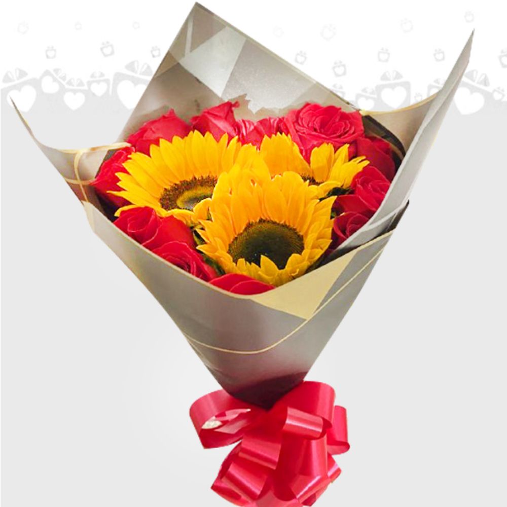Bouquet De Rosas y Girasoles