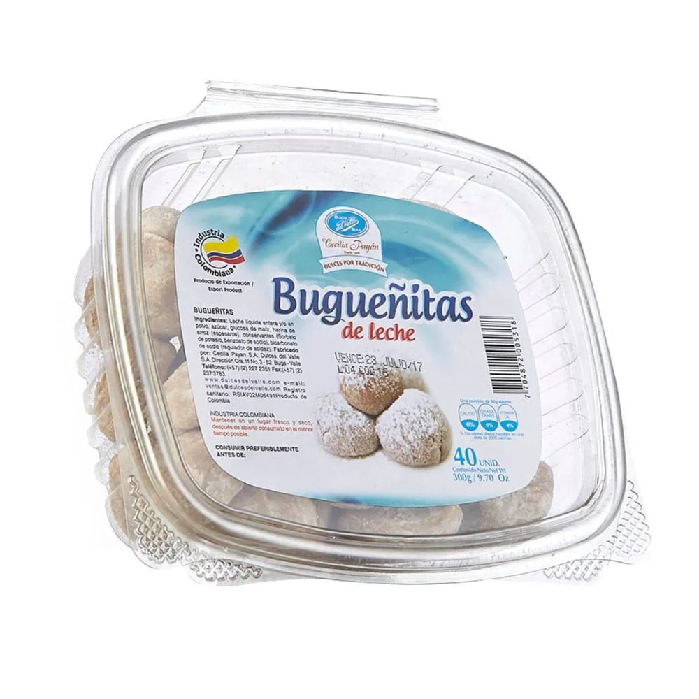 Buguenitas de Manjar Dulces del Valle x 300gr (40 unid)