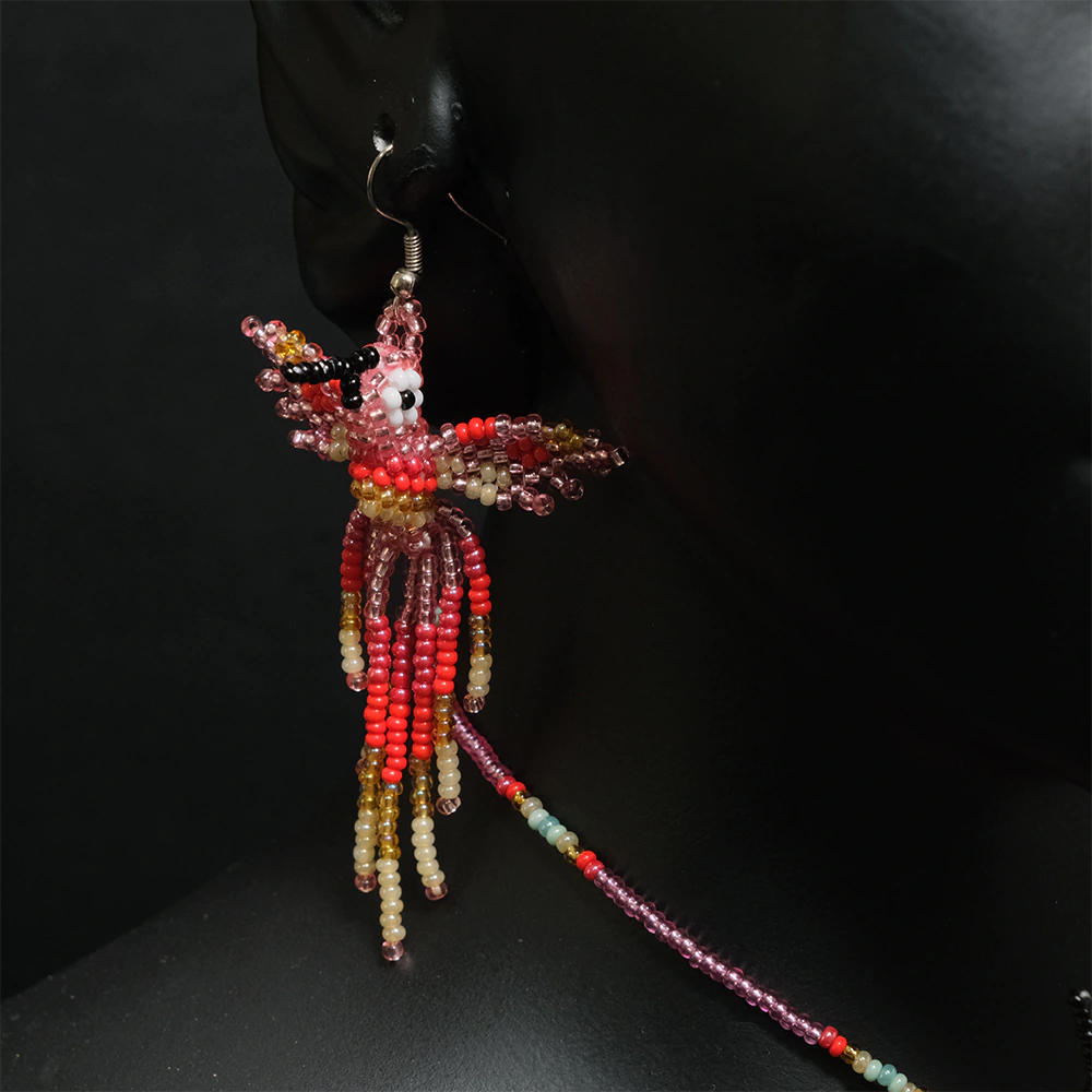 Juego Premium Colibri Aurora Multicolor en Mostacilla Collar y Aretes Artesanales Hecho a Mano C2-03