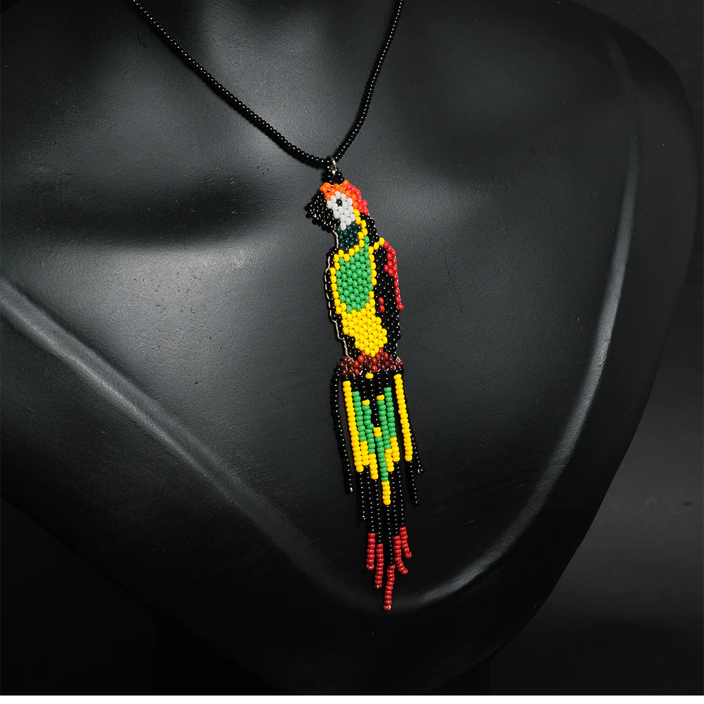 Juego Tropical Macaw de Collar y Aretes en Mostacillas Multicolor C3-02