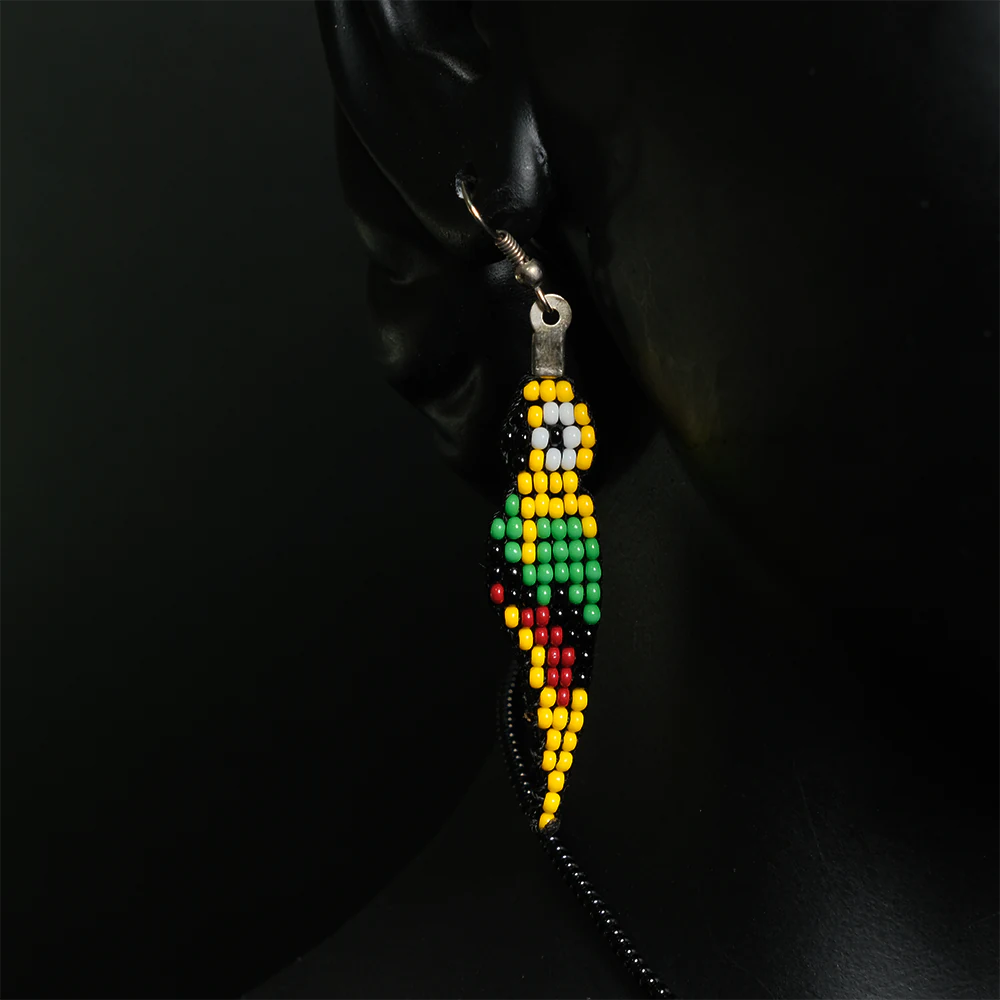 Juego Tropical Macaw de Collar y Aretes en Mostacillas Multicolor C3-02