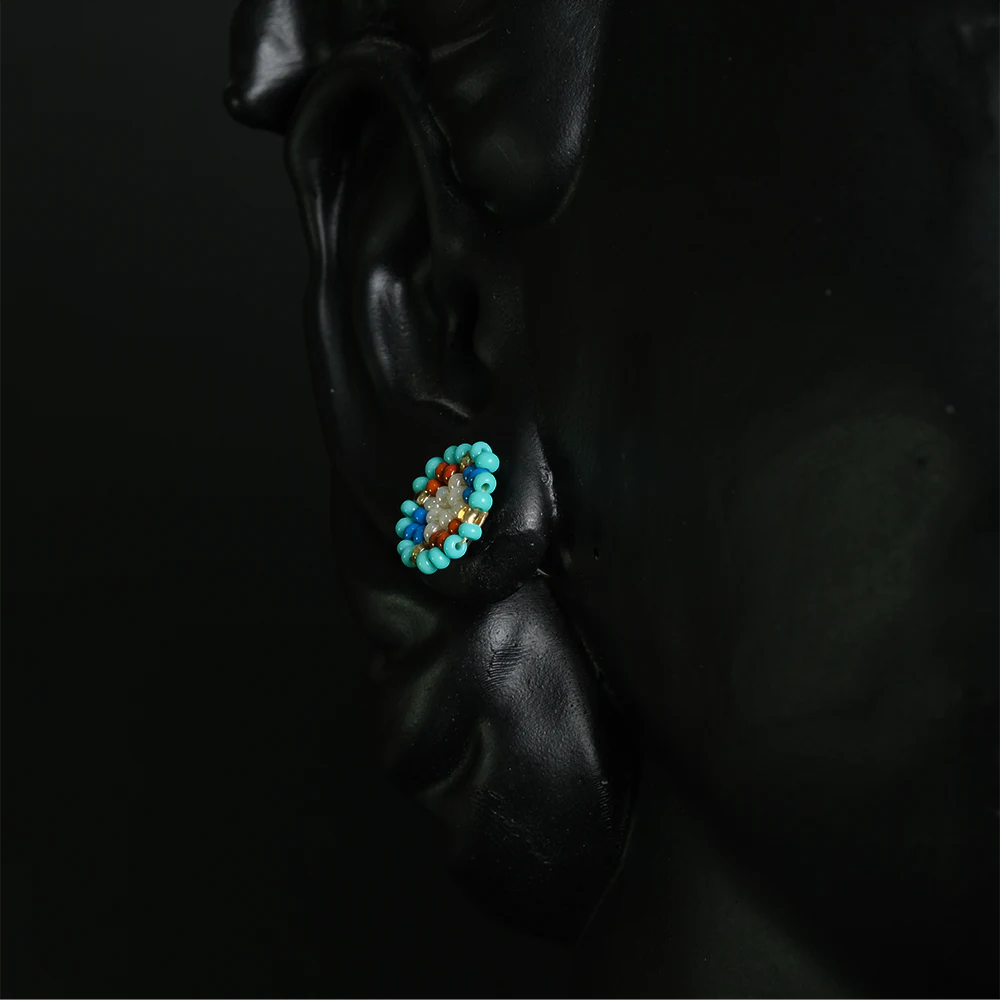 Juego Turquoise Radiance de Gargantilla y Aretes en Mostacillas Azules C5-03