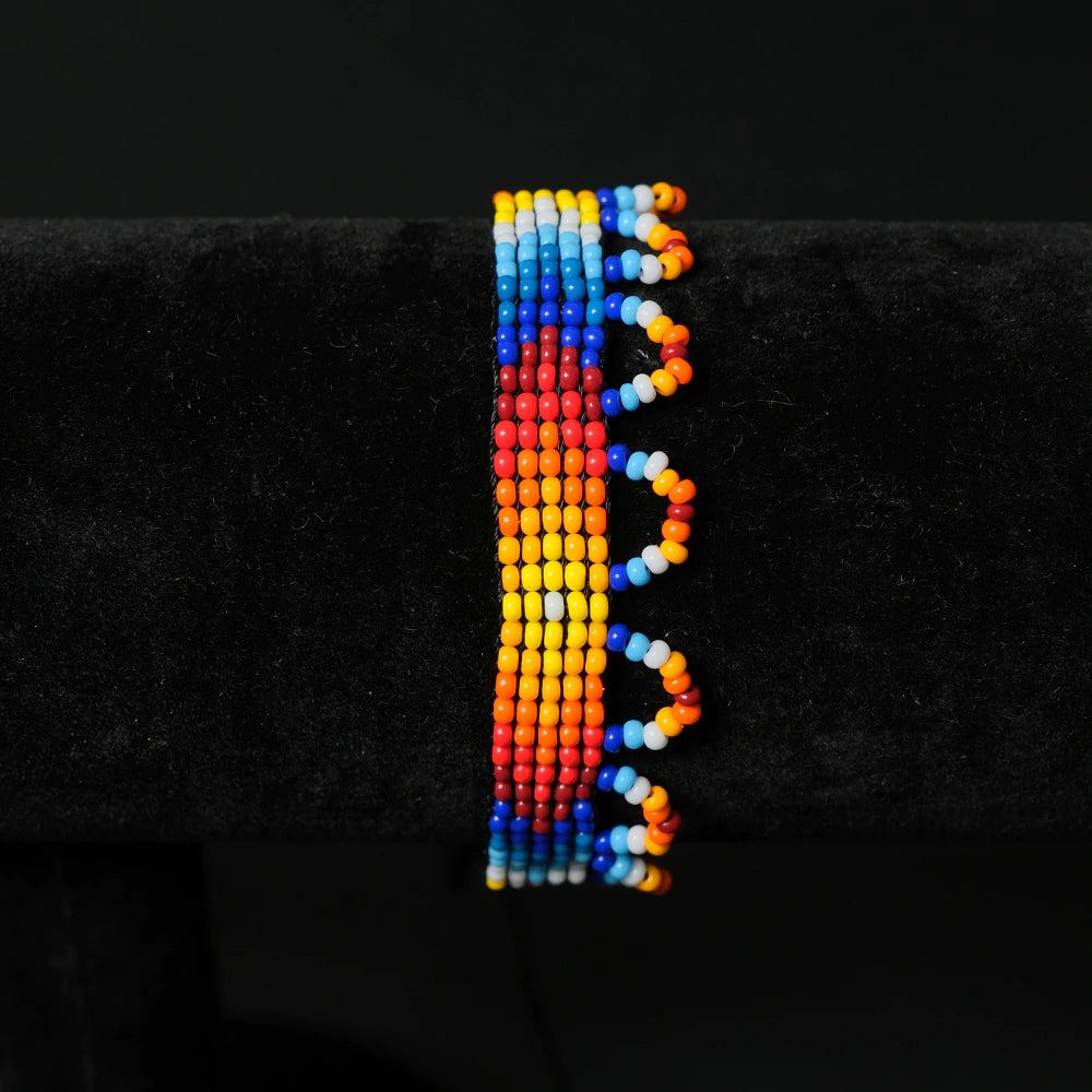 Pulsera Artesanal en Mostacilla Multicolor Diseño Vertical C7-04
