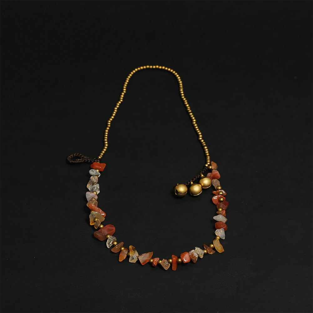 Carnelian Glow Essence Bracelet – Tobillera Artesanal de Cornalina en Piedra Natural Ajustable Energia y Proteccion C8-04