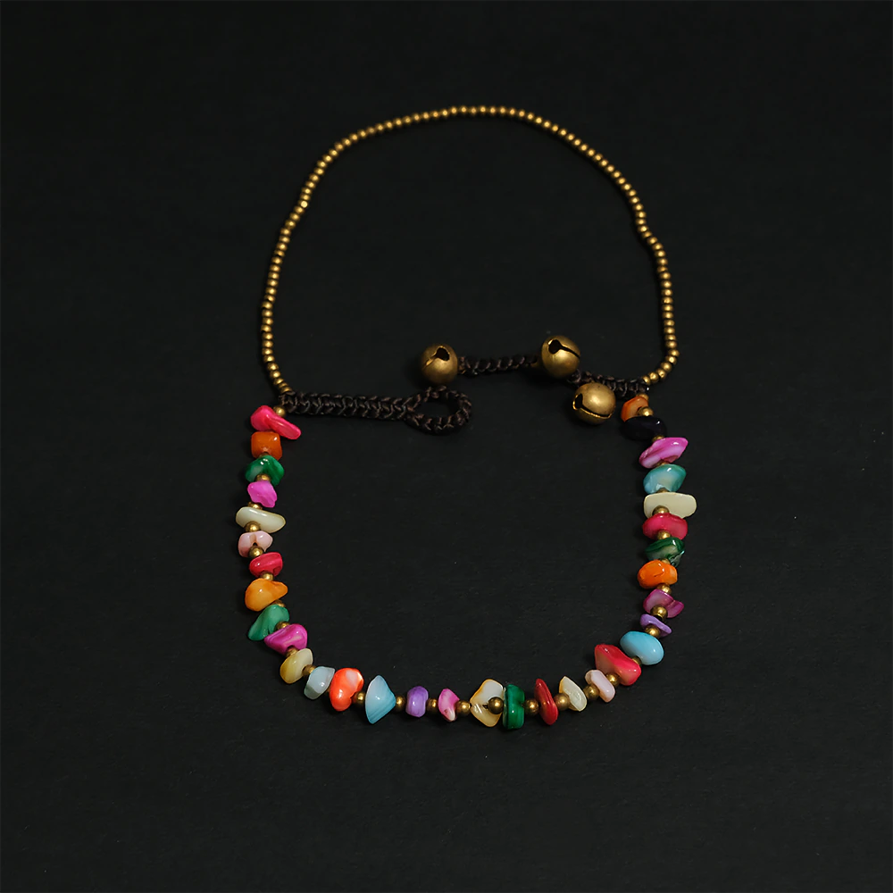 Aurora Prism Essence Bracelet – Tobillera Artesanal Multicolor en Piedra Natural Ajustable Estilo Boho Chic C8-05