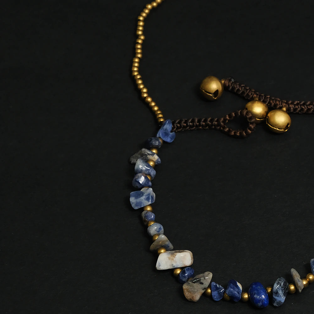 Midnight Sapphire Luxe Bracelet – Tobillera de Piedra Azul Natural Ajustable Estilo Bo C8-08