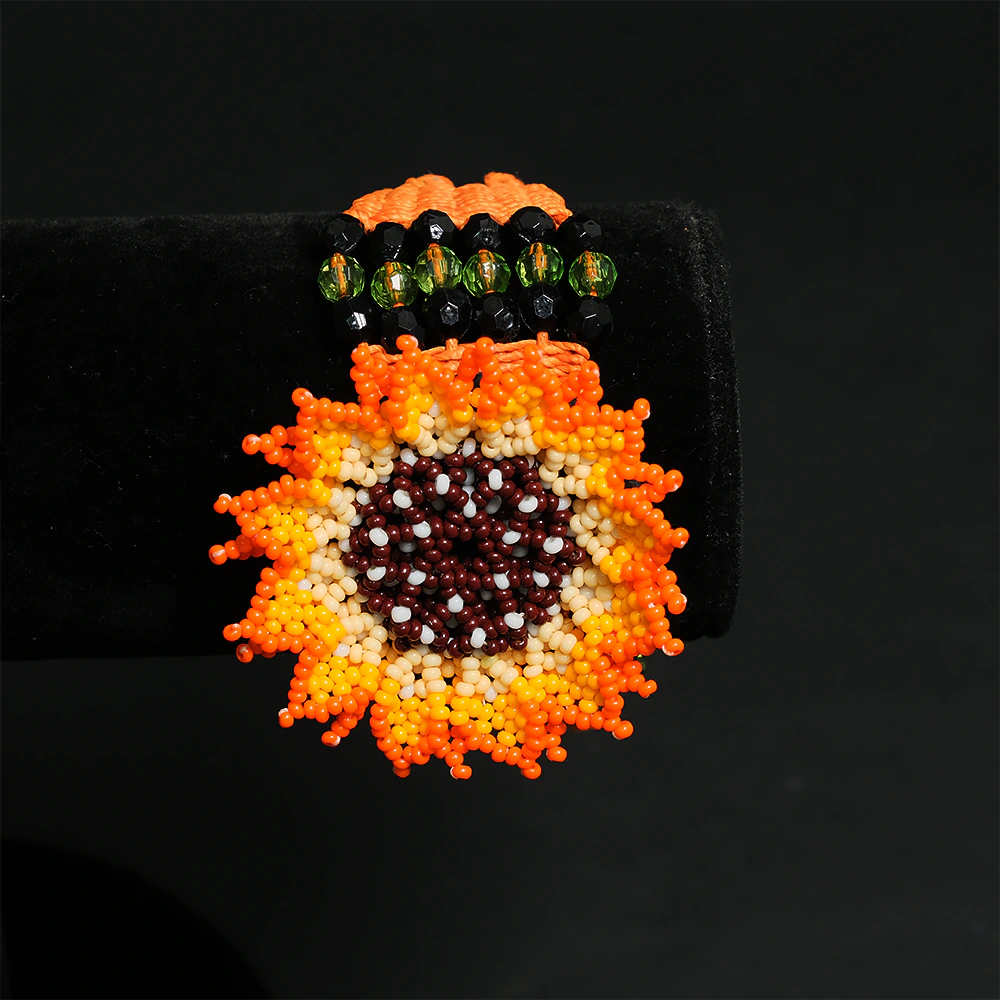 Pulsera Flor Girasol Golden Bloom – Tejida a Mano en Mostacilla C9-05