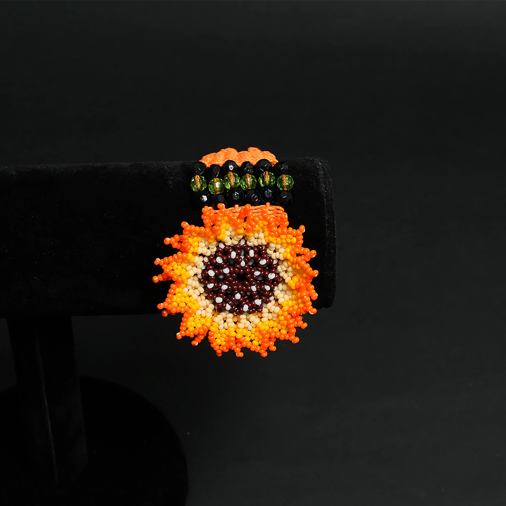 Pulsera Flor Girasol Golden Bloom – Tejida a Mano en Mostacilla C9-05