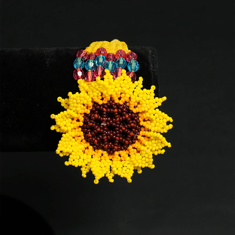 Pulsera Girasol Dorado Luxe – Tejida a Mano en Mostacilla Artesanal C9-07