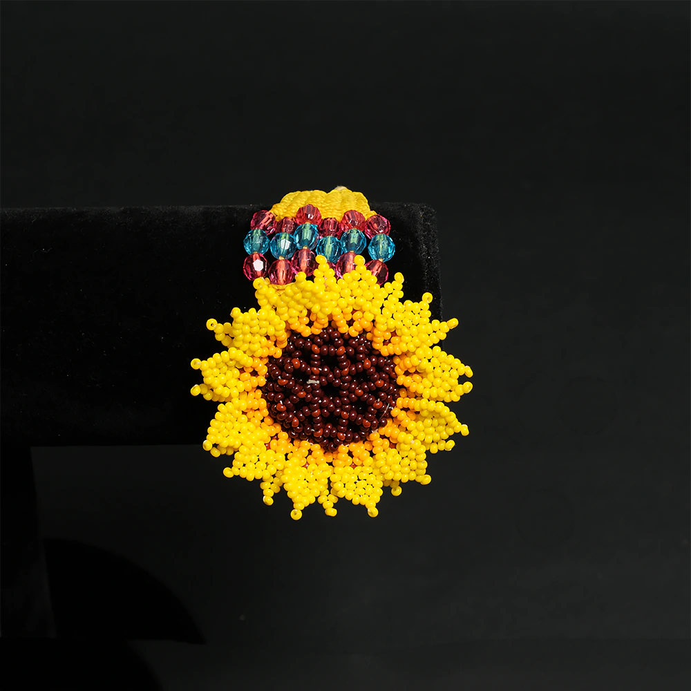 Pulsera Girasol Dorado Luxe – Tejida a Mano en Mostacilla Artesanal C9-07