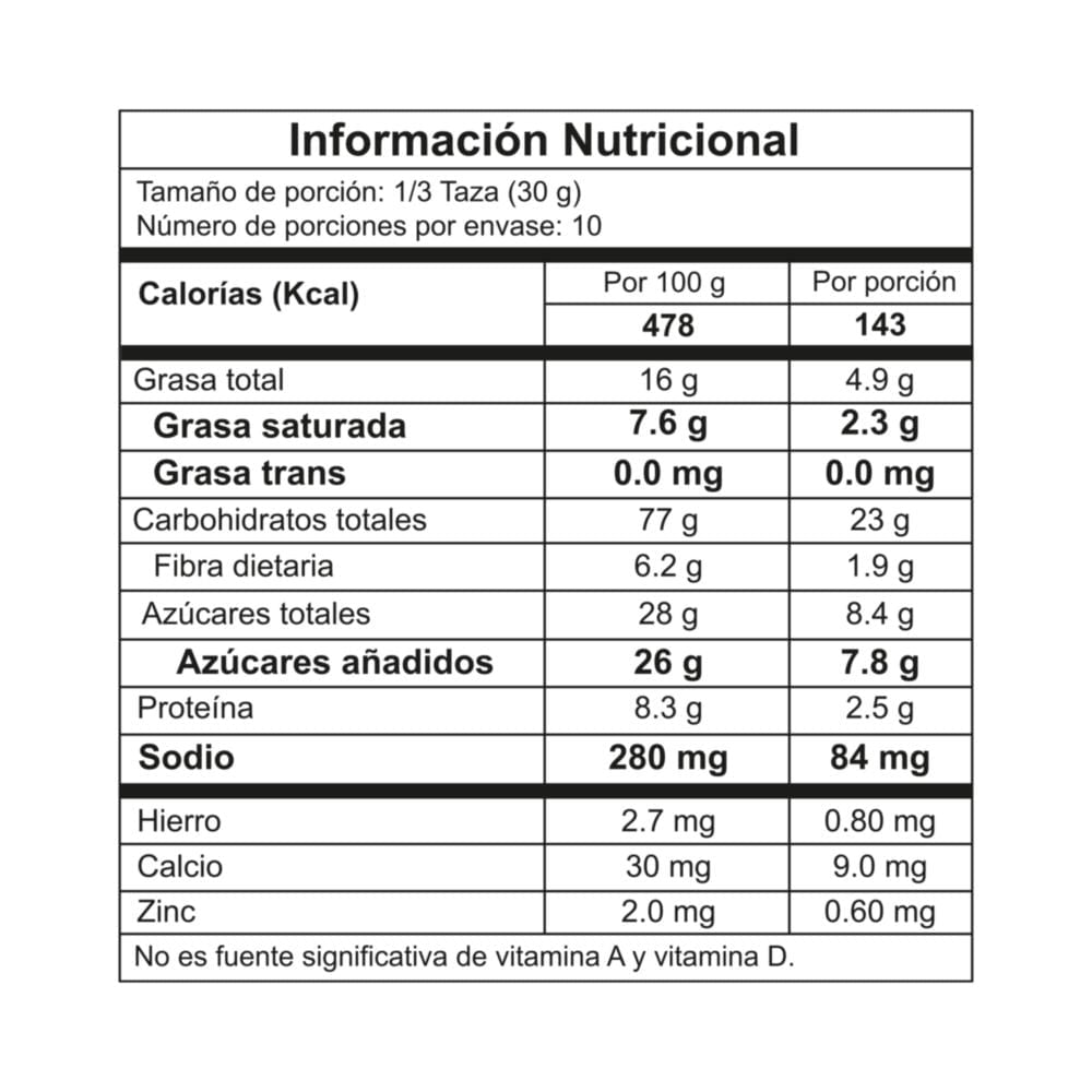 Nutresa Semi-bitter Chocolate Tosh Cereal x 300 gr