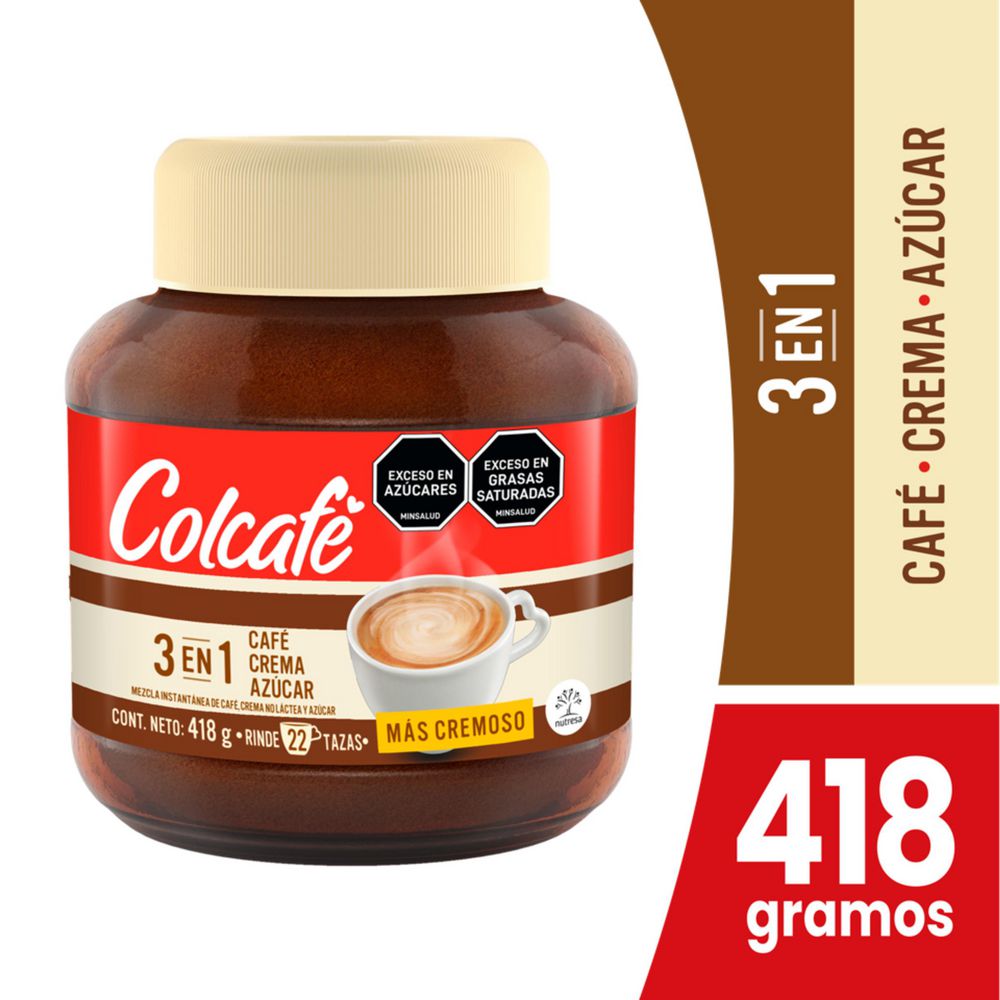 Cafe Colcafe 3 en 1 - Cafe Crema y Azucar x 418g
