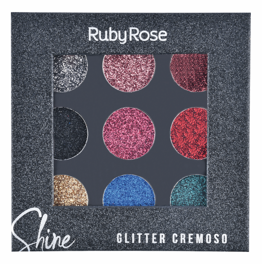 RUBY ROSE SHINE GLITTER BLACK SHADOW PALETTE