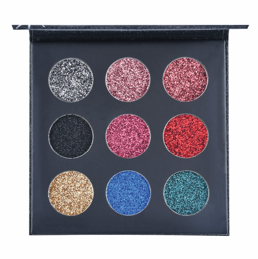 RUBY ROSE SHINE GLITTER BLACK SHADOW PALETTE
