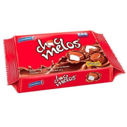 Chocmelos Masmelos Cubiertos de chocolate 133gr - 14 unid Snack
