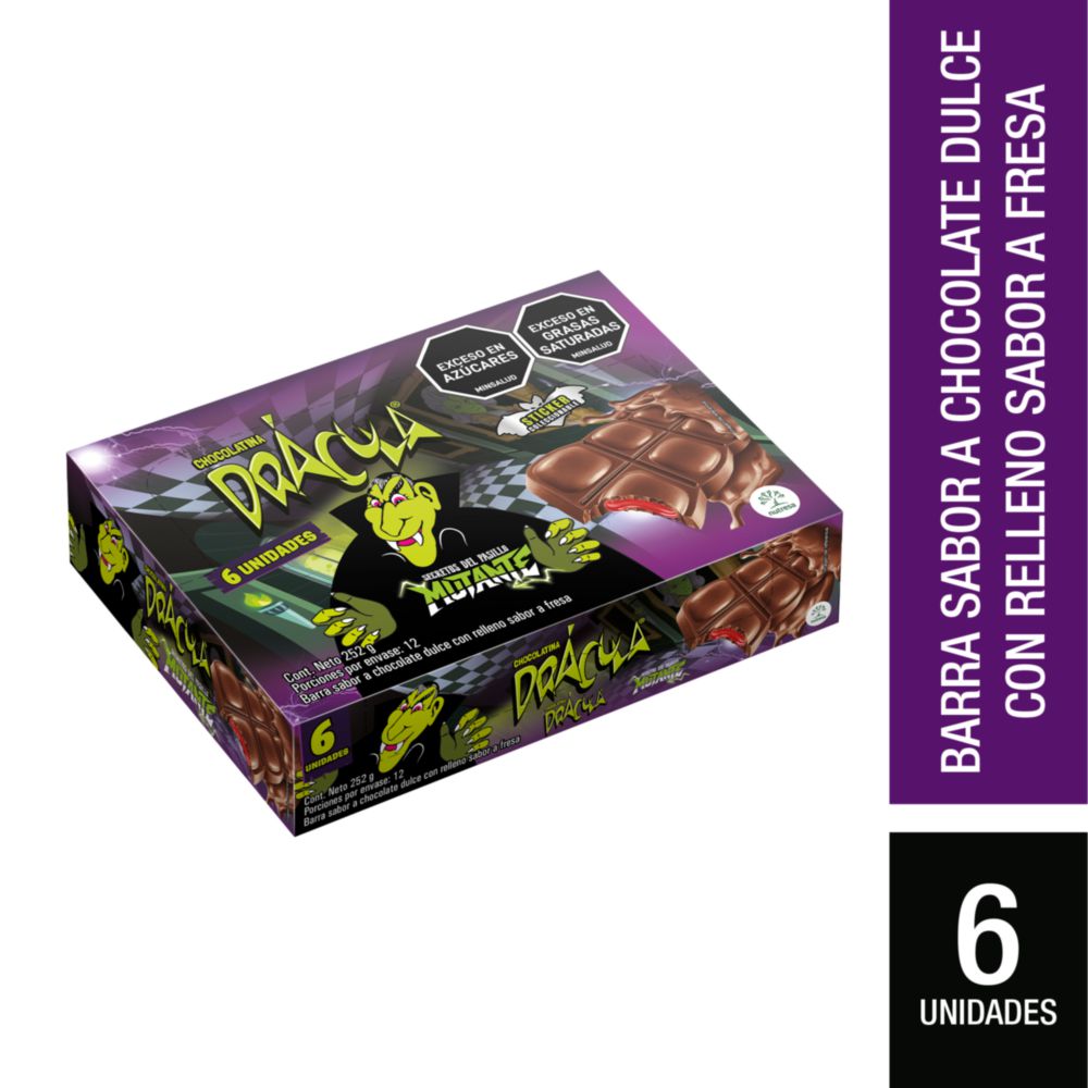 Chocolatina DRACULA con relleno de fresa x6 unidades (252 gr)