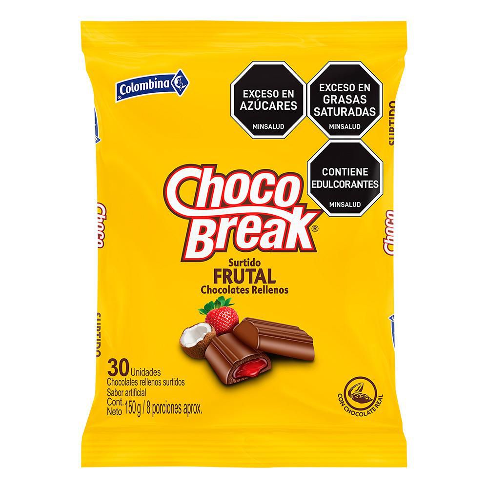 Chocobreak Colombina Fruit Assortment 50 Units 250gr Snack 