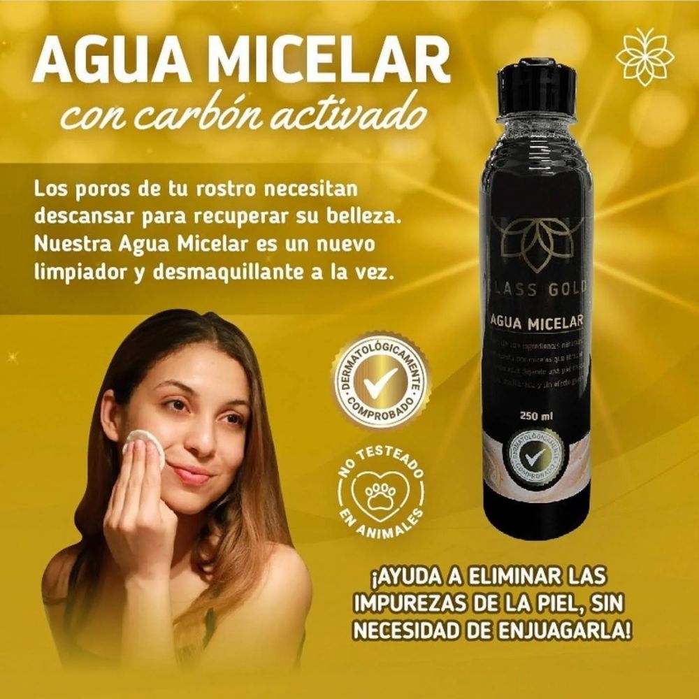 Class Gold Micellar Water with Activated Carbon 250 ml (1 pack) 