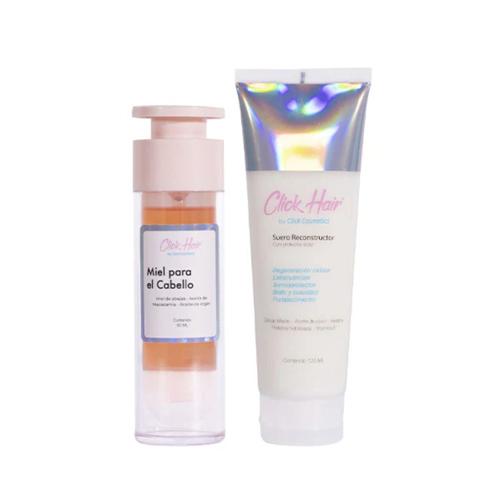 Click Hair Miel para el Cabello y Suero Reconstructor (2 Pack)